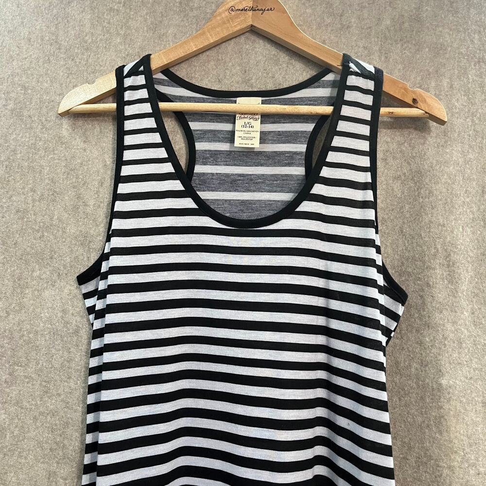 Faded Glory Black‎ White Strip Dress Size Large - Picture 2 of 7